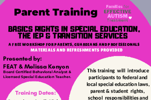 Parent Training - Basic Rights in Special Education, the IEP & Transition Services